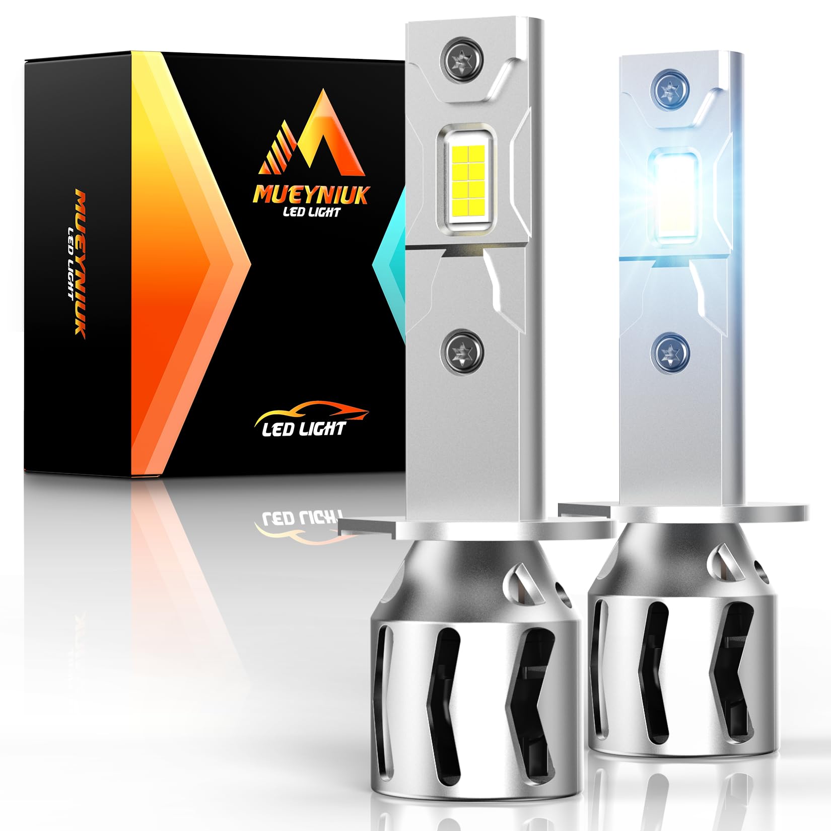 

MUEYNIUK h1 светодиодная фара совместимая с инспекцией взрывоопасных транспортных средств противотуманная фара h1 светодиодная лампа с чипом hi/lo LED в 5 раз ярче 20000LM 25W2 6500K wh