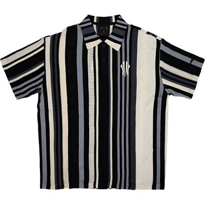 Kyrie Woven Stripe Breathable Comfortable Trendy Polo Shirt Men Tops Basic-Black 172621701-2