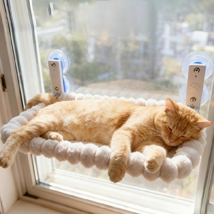 Warm Comfort Cats Bed Suction Cup Hanging Design Removable Washable Cover Sturdy Frame for Indoor Use