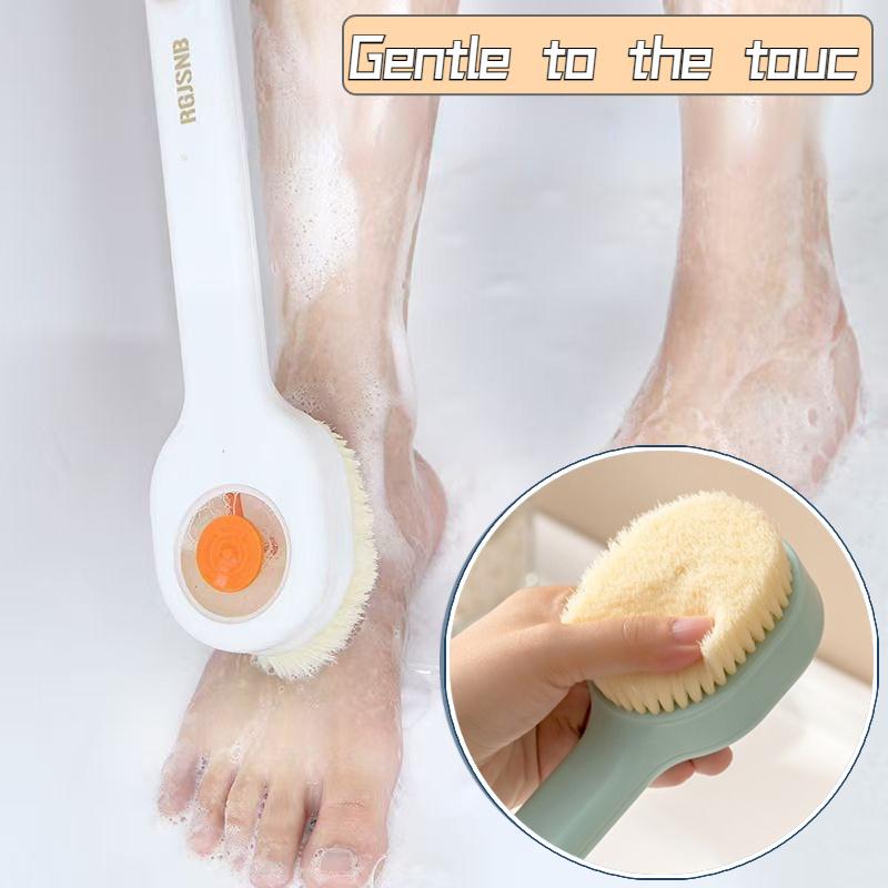 1Pcs Long Handle Bath Brush Soft Hair Automatic Liquid Bath Brush Bathroom Body Brushes Mud Back Scrubber Shower Massage Brushes