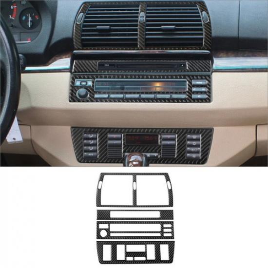 4Pcs Carbon Fiber Interior Central Console Cover Trim For BMW X5 E53 2000-06