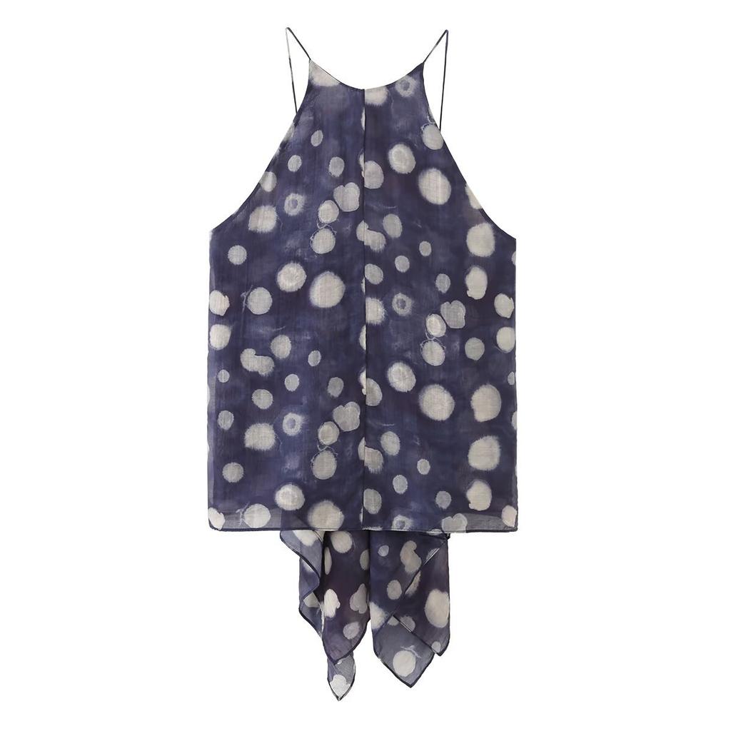 European and American style, new women's clothing, foreign style polka dot top, mid-waist translucent polka dot pants.