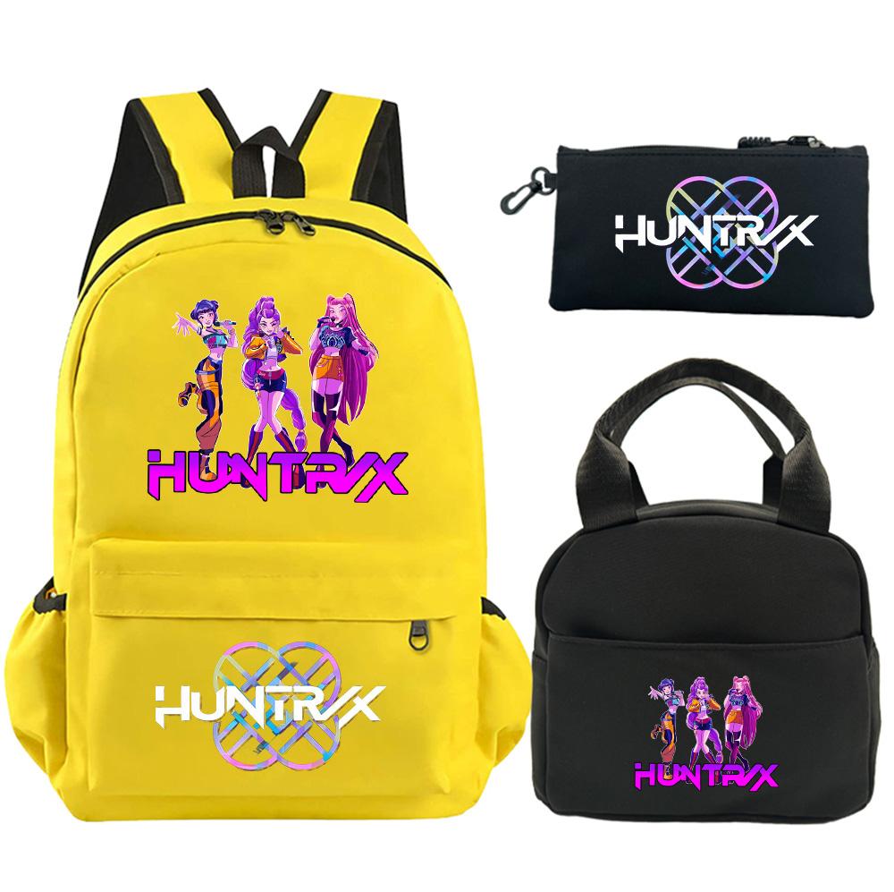 3Pcs/set Anime K-Pop Demon Hunters Printed Backpack with Shoulder Bag Pencil Case for Student Boy Girl Schoolbag Large Capacity Waterproof Bookbag