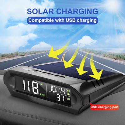HUD Head-up Display Wireless Solar Powered Electric Component Multi-functional USB HUD Display for