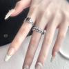 Bi Xiong Ring Niche Design Cold Wind Premium Y2K Sweet And Cool Index Finger Opening Black And White Love Twist Chain Female