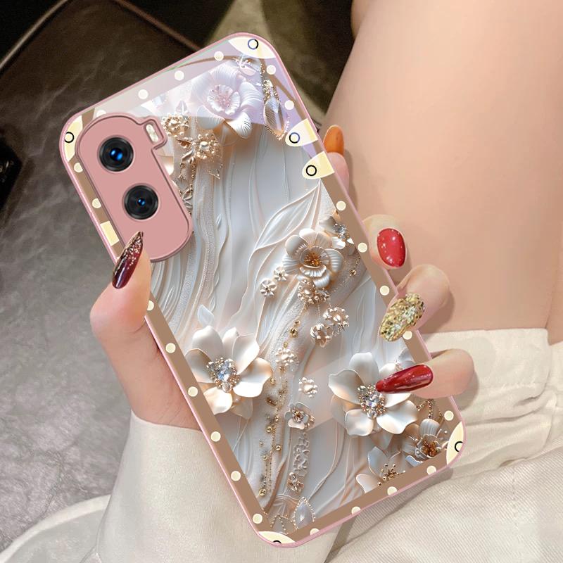 Pudełko Różowe Kwiaty Dla Honor 200 90 8X 9X Pro Lite P50 P40 Nova 10 11i P60 Magic4 6 Mate 20 50 Szkło Hartowane Etui na Telefon