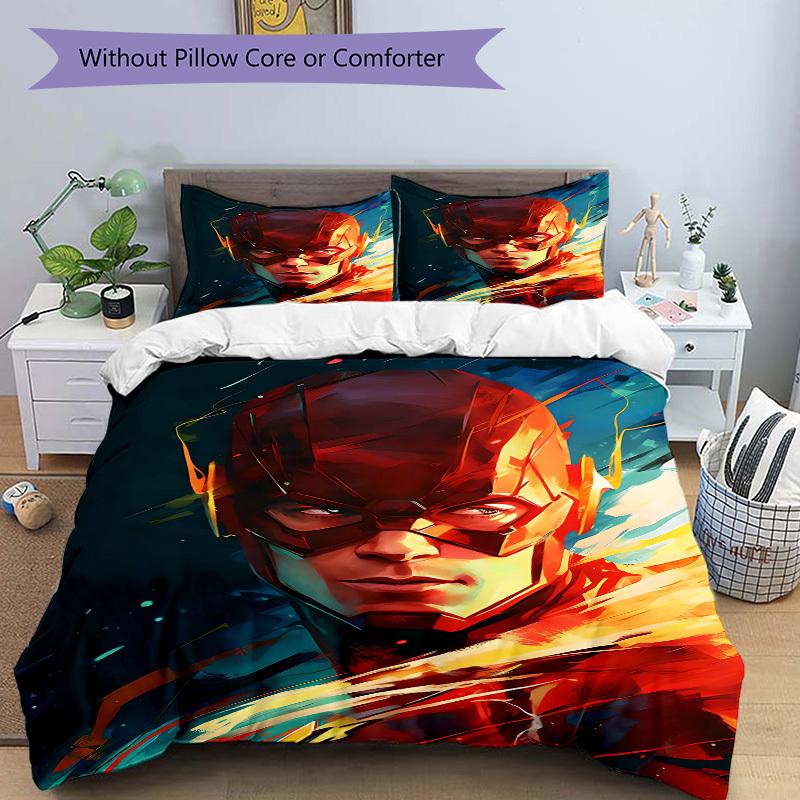 3pcs Flash Speed Bedding Set, Soft Polyester Duvet Cover and Pillowcases Machine Washable Seasons All Suitable & Guest Room Decor320