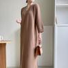 New ArriValS Open Run Women S V Neck Wool Knit Long dreSS Back Opening