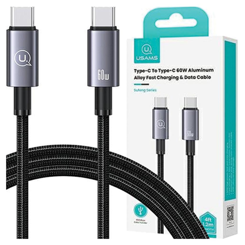 USAMS USB-C To USB-C Cable 60W 1.2MFast Charging Steel/Tarnish Sj661Usb01 (Us-Sj661)