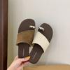 Set Of Toe Slippers Outer Wear Summer New Korean Version Linen Vacation Style Retro Cool Slippers Flat Bottom Seaside Beach