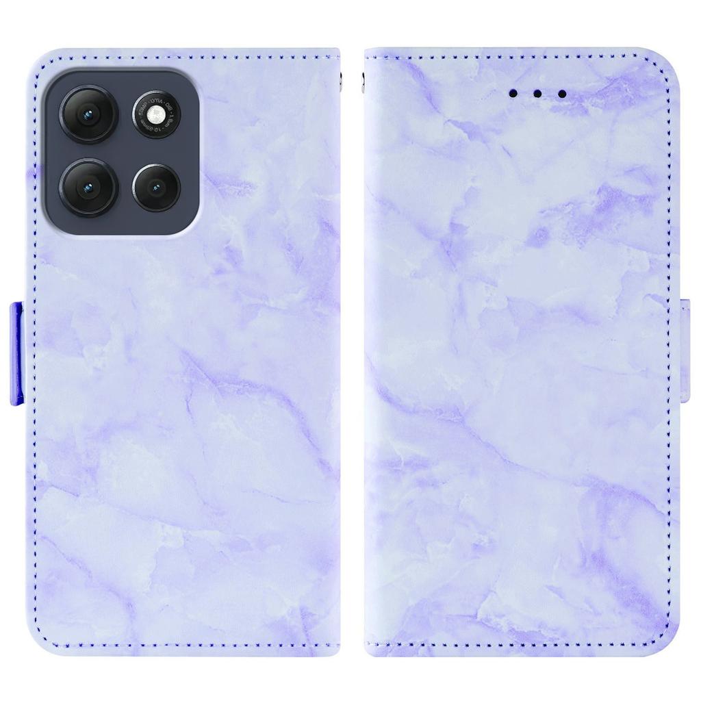 For Motorola Moto G86 5G Leather Case Marble Pattern Phone Wallet Stand Cover with Wrist Strap