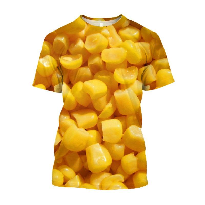 Corn Graphic T Shirt For Men Clothing Cool 3D Print Coarse Food Grain T-shirt Funny Kids Short Sleeved T-shirt Casual Women Tee