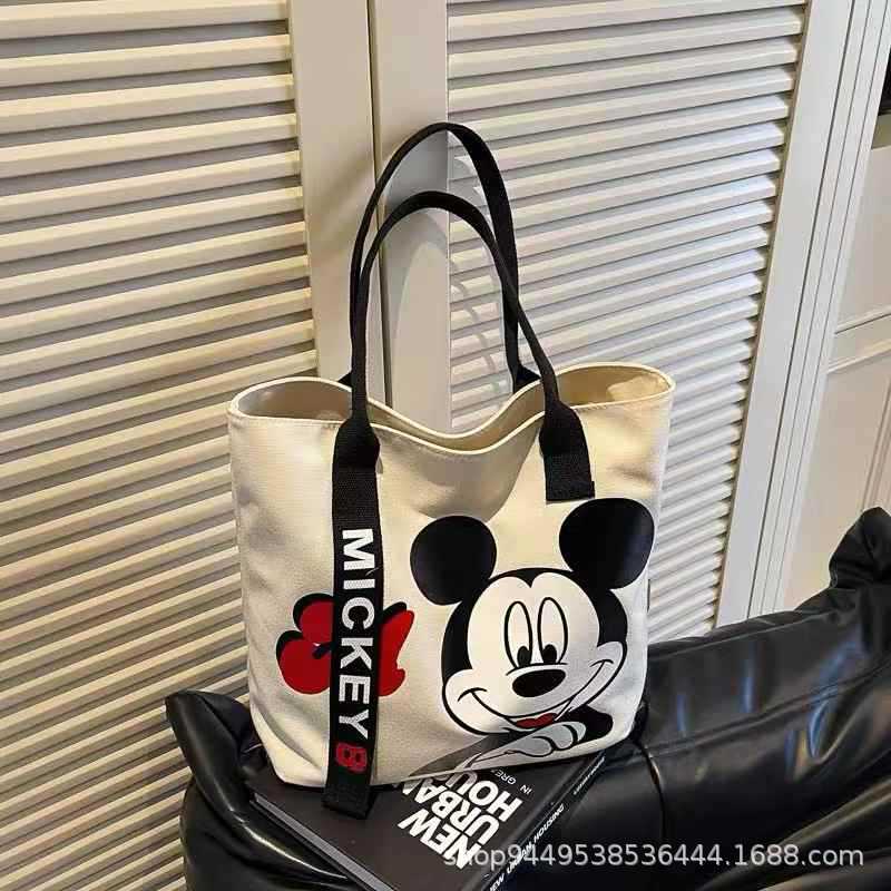 Cartoon Large-capacity Canvas Bag Women's New Portable Shopping Bag Shoulder Bag Go Out Bento Bag Portable Tote Bag