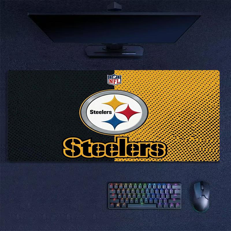 Pittsburgh Steelers Farb-Mauspad Großes Gaming-Tischkissen Rutschfeste Laptop-Tablet-Großes-Mauspad-XXL-Matte Mini-PC-Spielmatte Mit Verriegeltem Rand