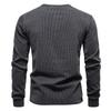 Camisa Henley Rayada para Hombre Manga Larga Top Casual para Hombre Otoño Invierno Cálido Moda Botones Texturizada Blusa Masculina