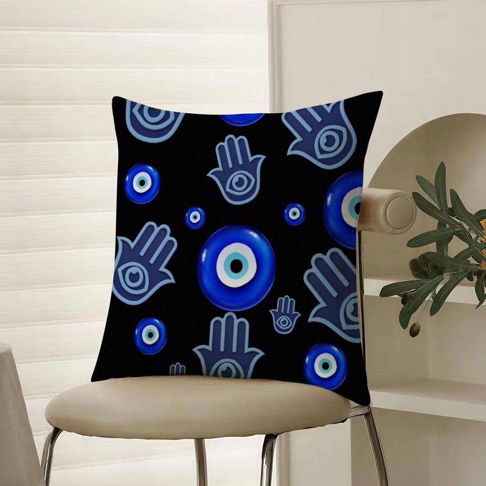 Evil Eye Symbol Art Pillow Case Comfort Sofa Bed Silky Elegant Invisible Zipper Decorative Cushion Cover