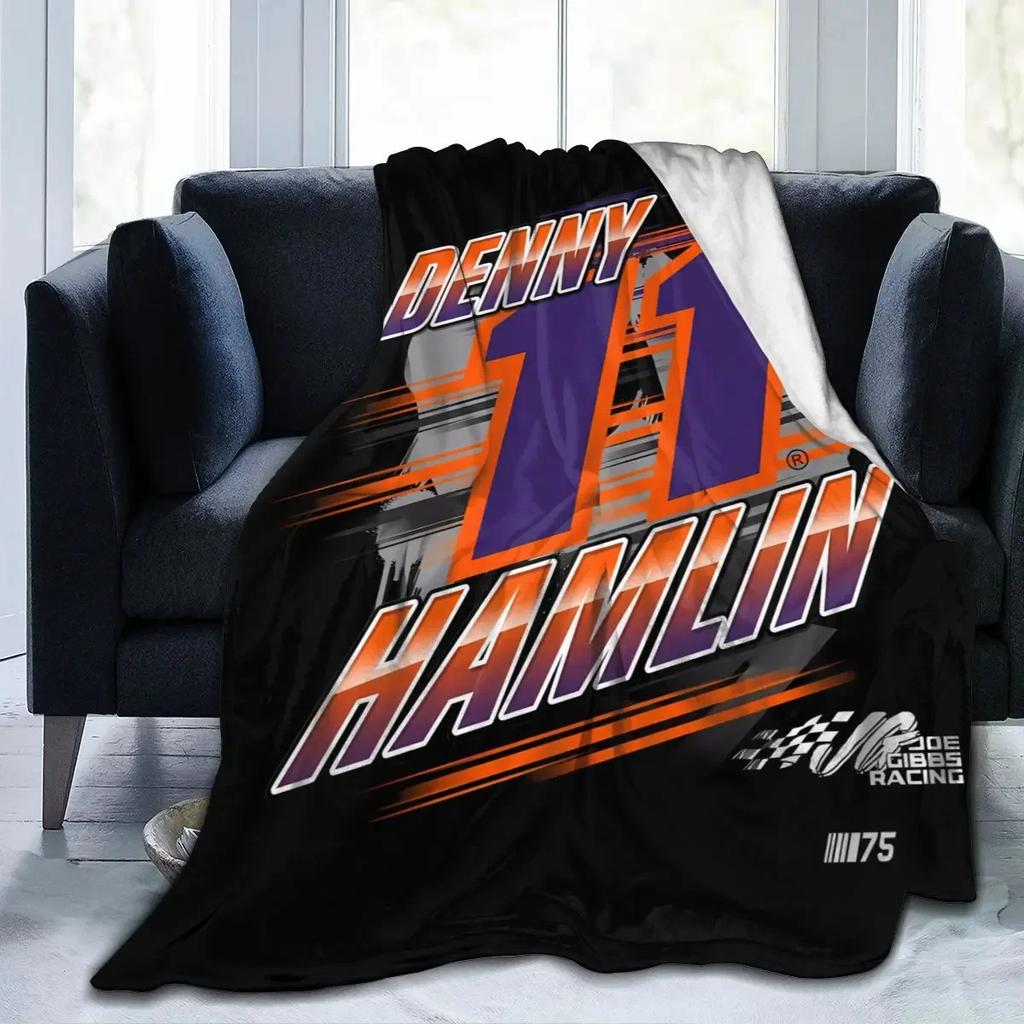 Denny Hamlin 11 All Season Fleece Blanket Throw Ultra Soft Flannel Blanket Digital Printed Premium Fluffy Microfiber Fleece