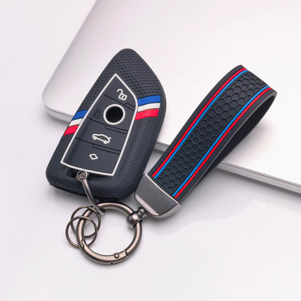 Key Cover for BMW I5 X1 X2 X3 X4 X5 X6 X7 with Keychain Anti-Scratch Guard Shockproof Protection Soft Grip Texture Responsive Button Touch
