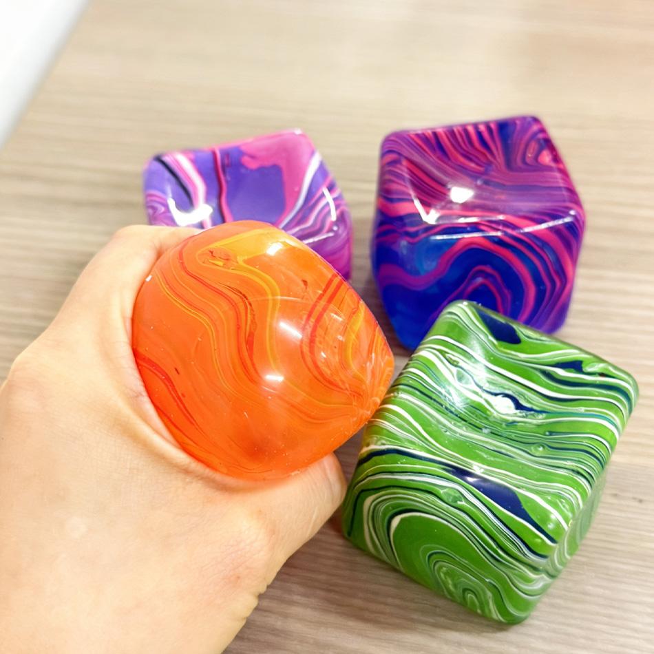 Soft Glutinous Stress-Relief Toy Cube Gel-Filled Stretchable Slow Rebound Sensory Ball Ice Cube Simulation For Therapeutic P