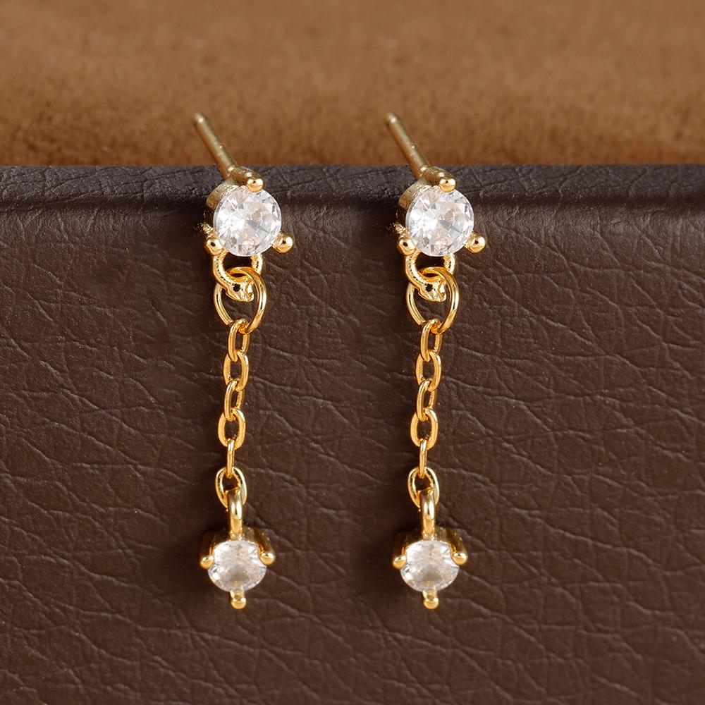 Vintage Crystal Zirconia Stainless Steel Earrings for Women Fashion Star Pendant Ear Piercing Earring Bridal Wedding Jewelry