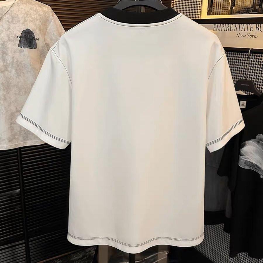 Letní pánské personalizované tričko s kulatým výstřihem, jednoduché, lehce luxusní, jednoduché, všestranné, prodyšné, s krátkým rukávem