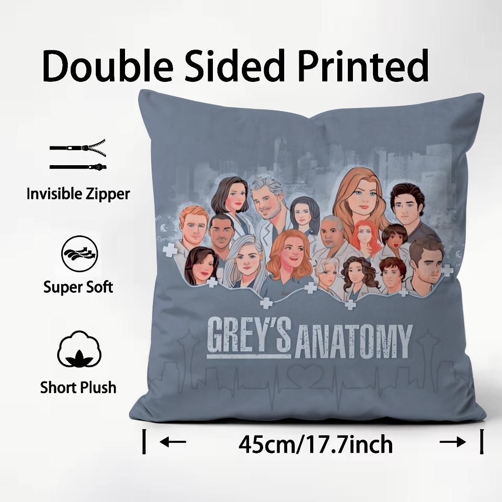 G-Greys Anatomy Cushion Cover Premium Comfort Reversible Pillow Cove -Two in One Design for Any Room & Car Interior