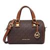 Bolsa Tote Feminina com Fechamento em Zíper e Estampa de Monograma Assinatura Grayson em PVC Marrom 35S6GGYC1B-BROWN