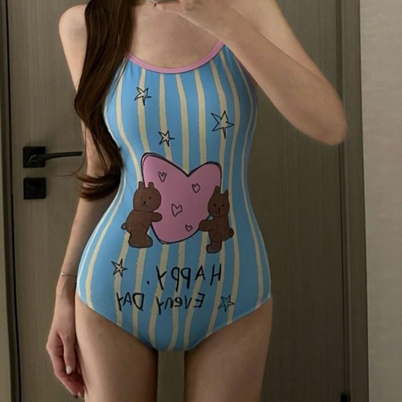 

Cute Girl Beginner Swimsuit Women s Racing One-piece Beautiful Quick-drying Cartoon Conservative Slimming Triangle Middle Fork XL синій
