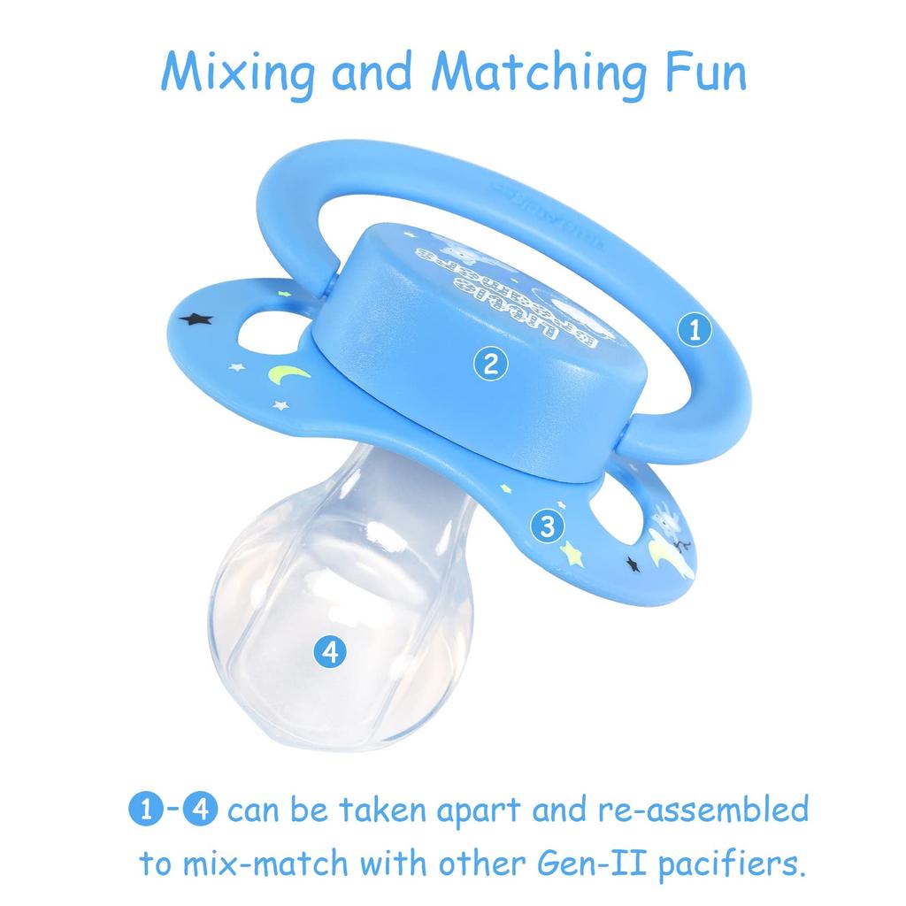 LittleForBig Adult New Model 2nd Generation with Lid Blue Pacifier, [Sleeping Bear]