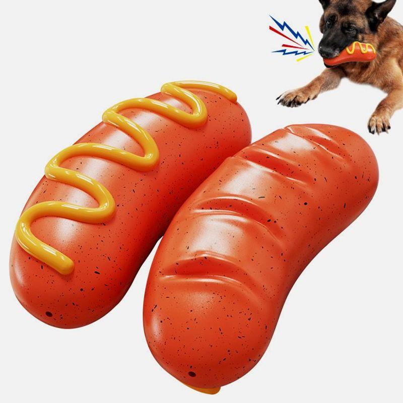 

Pet Products Factory Wholesale Amazon Sound Dog Chew Molar Rod Bite-Resistant Hot Dog Roasted Sausage Dog Toys Hot dog roast sausage