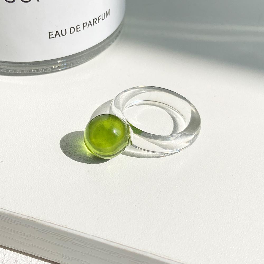 

Fashion Colorful Transparent Geometric Round Crystal Glass Ball Finger Ring For Women Friends Summer Party Jewelry Accessories