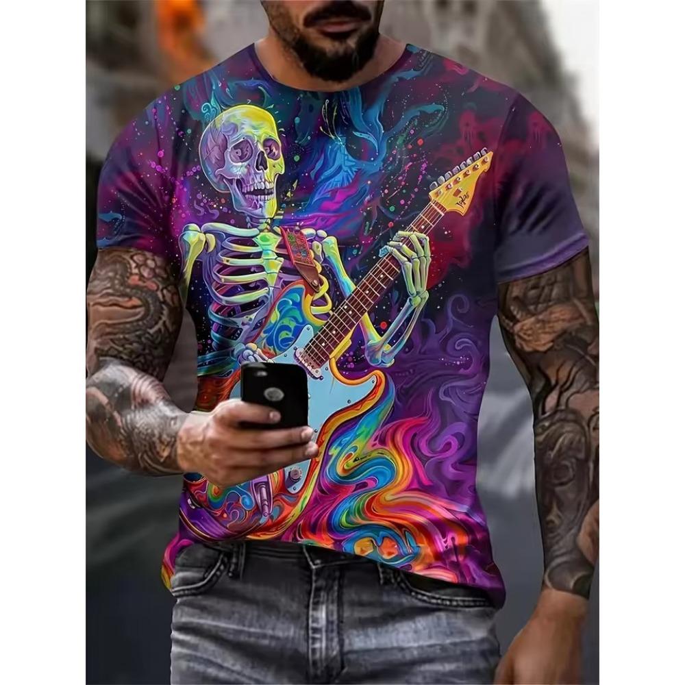 

Summer Colorful Skull 3D Print T-Shirts Streetwear Men Casual FashionOversized O-Neck Short Sleeved T Shirt Tees Tops Clothing 5XL