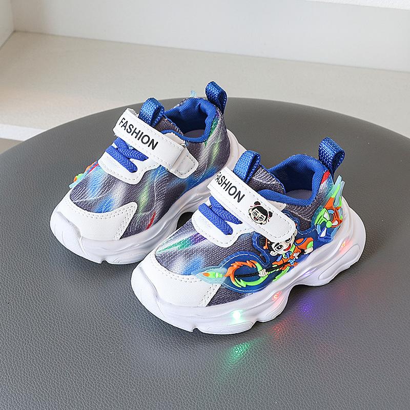 

New Spring and Autumn Boys Light-Up Sneakers Cartoon Cool Flashing Lights Non-Slip Soft Sole Boys Running Shoes 21-25Code【One Hand5Doub