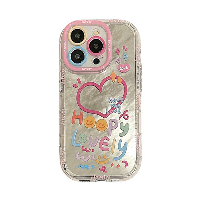 Heart Mirror Phone Case for iPhone 13/14/15 Plus/16 Pro Max - Pink
