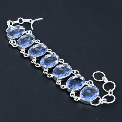 Bracciale con pietra preziosa di iolite, bracciale con gioielli in argento sterling 925, bracciale con pietra preziosa di iolite per donne, regali di braccialetti, gioielli per lei
