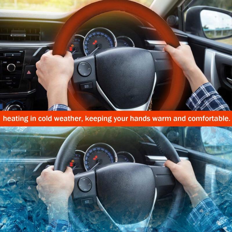 Winter Heating Steering Wheel Cover Non-slip for DC 12V Quick Warmer Rapid Heat Soft Suede Cover Auto Winter Accessories
