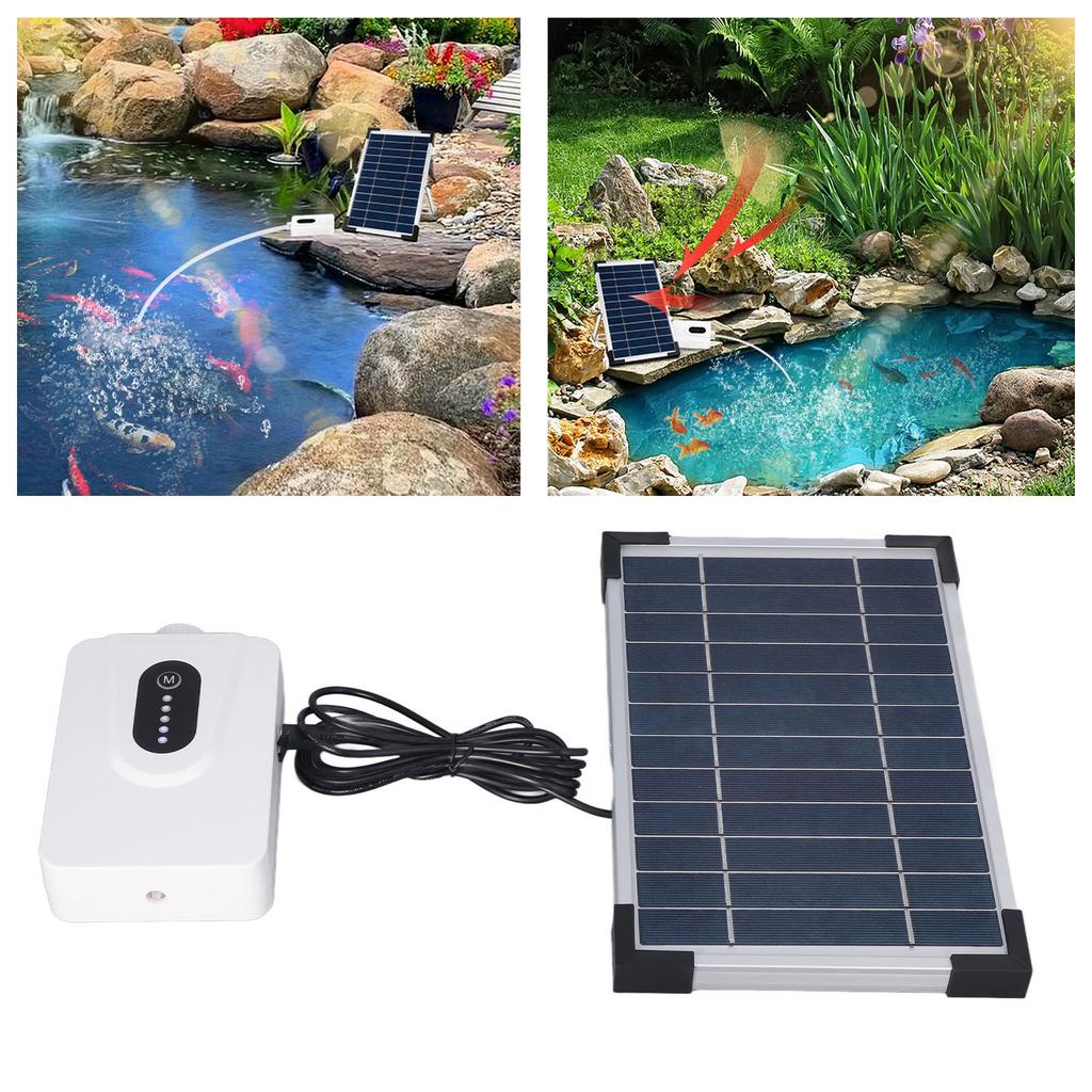 Solar Air Pump Adjustable Large Volume Low Noise Energy Saving Solar Oxygen Pump Aerator for Fish Tank Aquarium