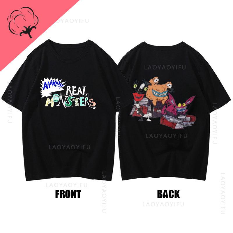 

Real Monsters Theme 100Cotton Streetwear Mens Shirts Clothing Hiphop Street Fashion Graphic Gym Tops Summer Short Sleeve Tee 4XL