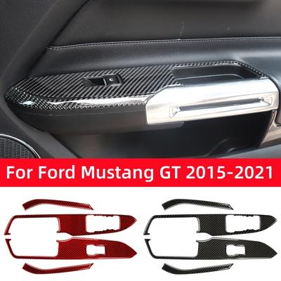 Pre Ford Mustang GT 2015-2021 Príslušenstvo Karbónové Vlákno Ovládací Panel Spínačov Zdvihákov Okien Auta Dekoračný Kryt Lišta Nálepka