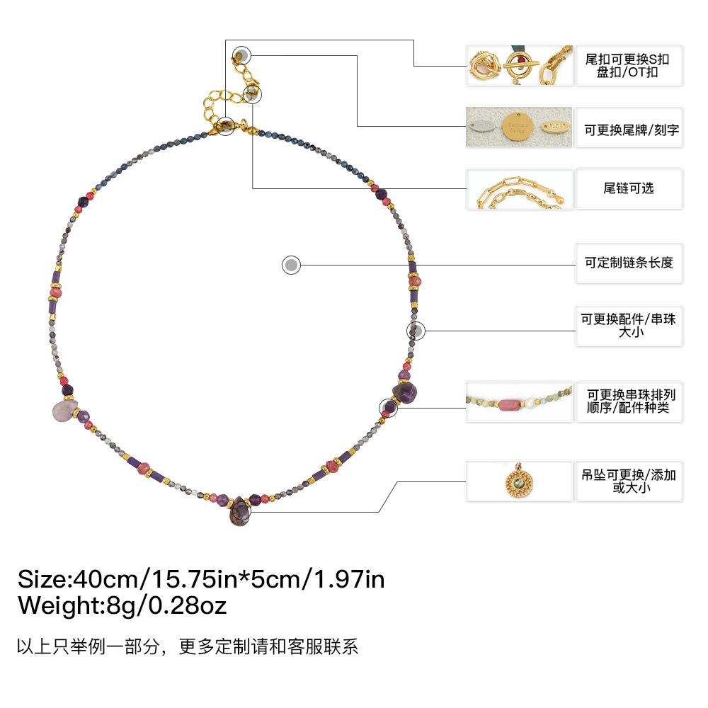 GEMCHIC Women s Natural Stone Beaded Necklace Handmade Purple Geometric Boho Style Fashion Jewelry