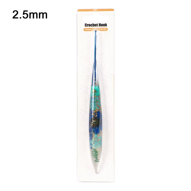 Set of 9 Colored Anodized Aluminum Crochet Hooks with Creative Resin Handles and Exquisite Flower Design