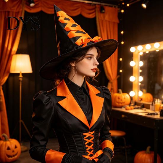Halloween Costume Accessories Witch Hat, Reusable Oxford Cloth Pointed Wizard Festive Party Souvenir Hat for Costume, Carnival, Masquerade,