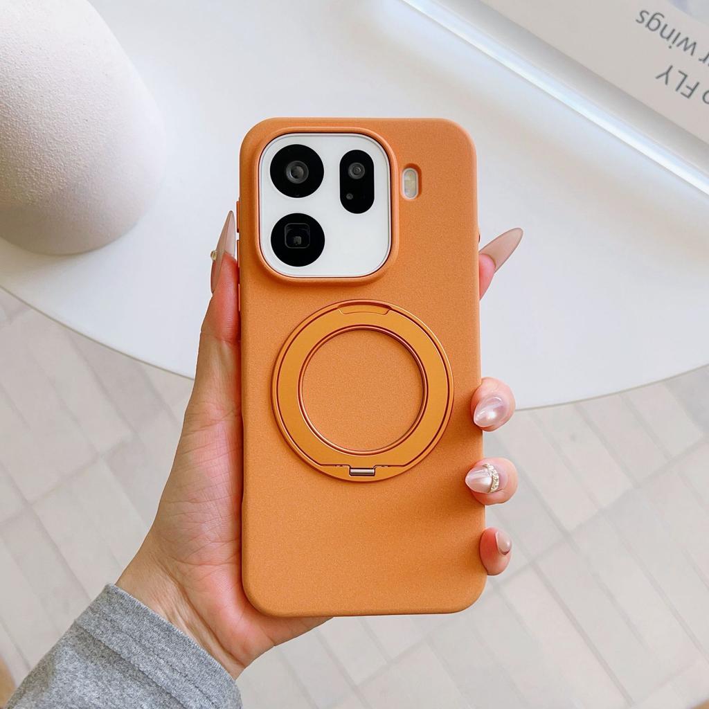 Applicable to OPPOFindX9ultra skin-sensitive rock sand mobile phone case X9Pro magnetic suction rotating bracket contrasting color protective cover