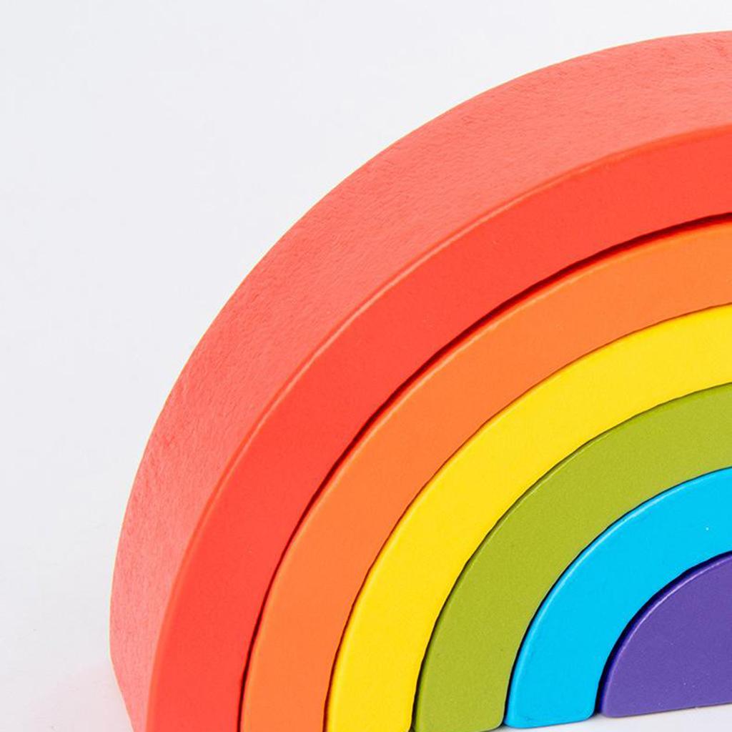 12Pcs Wooden Rainbow Stacking Blocks Fun Building Nesting Toys For Kids Boys