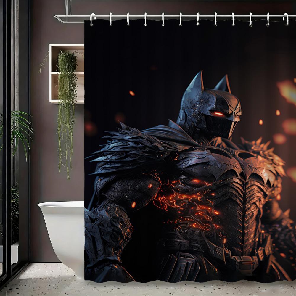 Superman Flying Above Clouds Waterproof Shower Curtain, Superhero Bathroom Decor For Fans