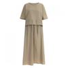 Shop Women S Round Semi Crop blouSe Banding Skirt Setup Beige SS wSet 2755