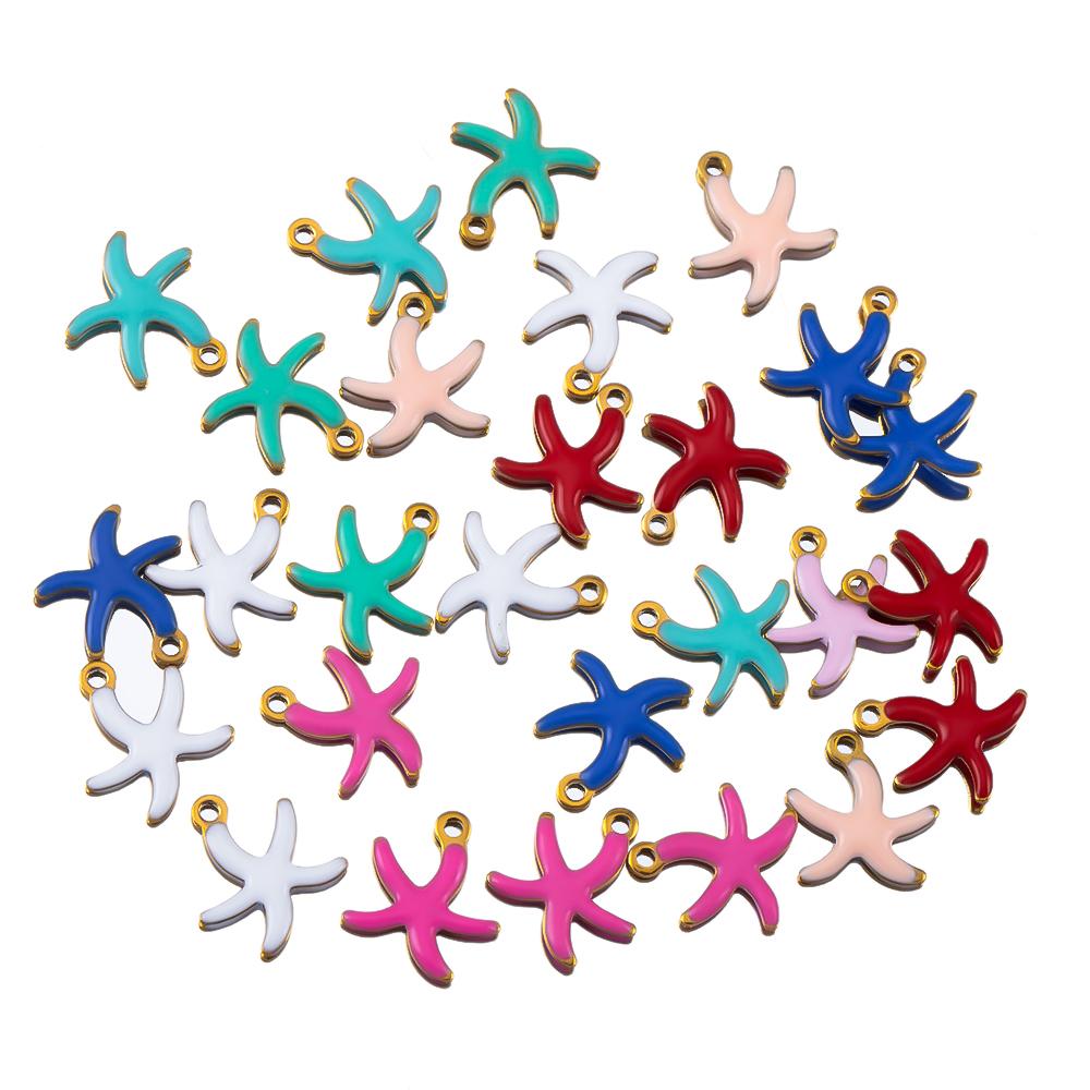 20pcs Stainless Steel Colorful Enamel Fish Charms Pendant Base DIY Ocean Necklace Earrings Jewelry Making Accessories Findings