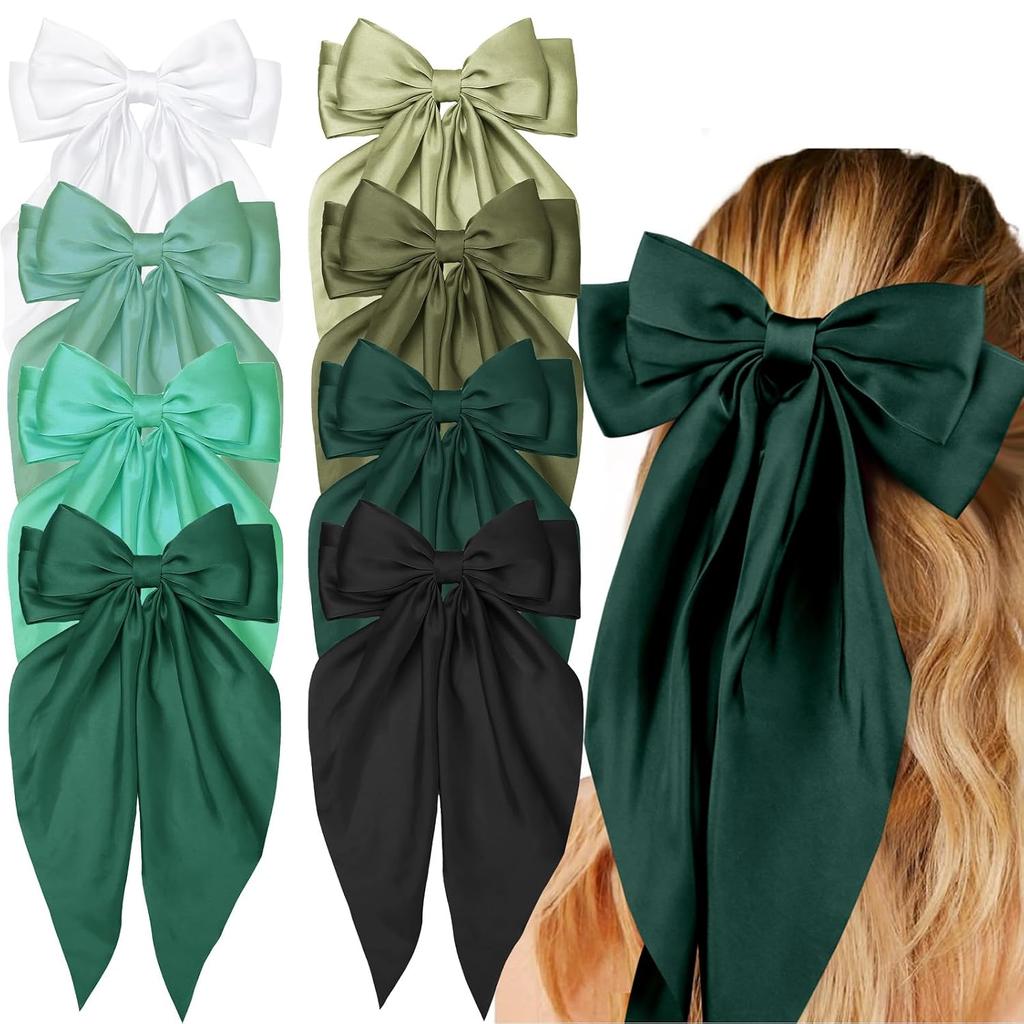 Hair Bows for Women Girls 8 PCS Hair Ribbon Bow Hair Clips with Long Tails Vintage Hair Accessories for Women Gifts