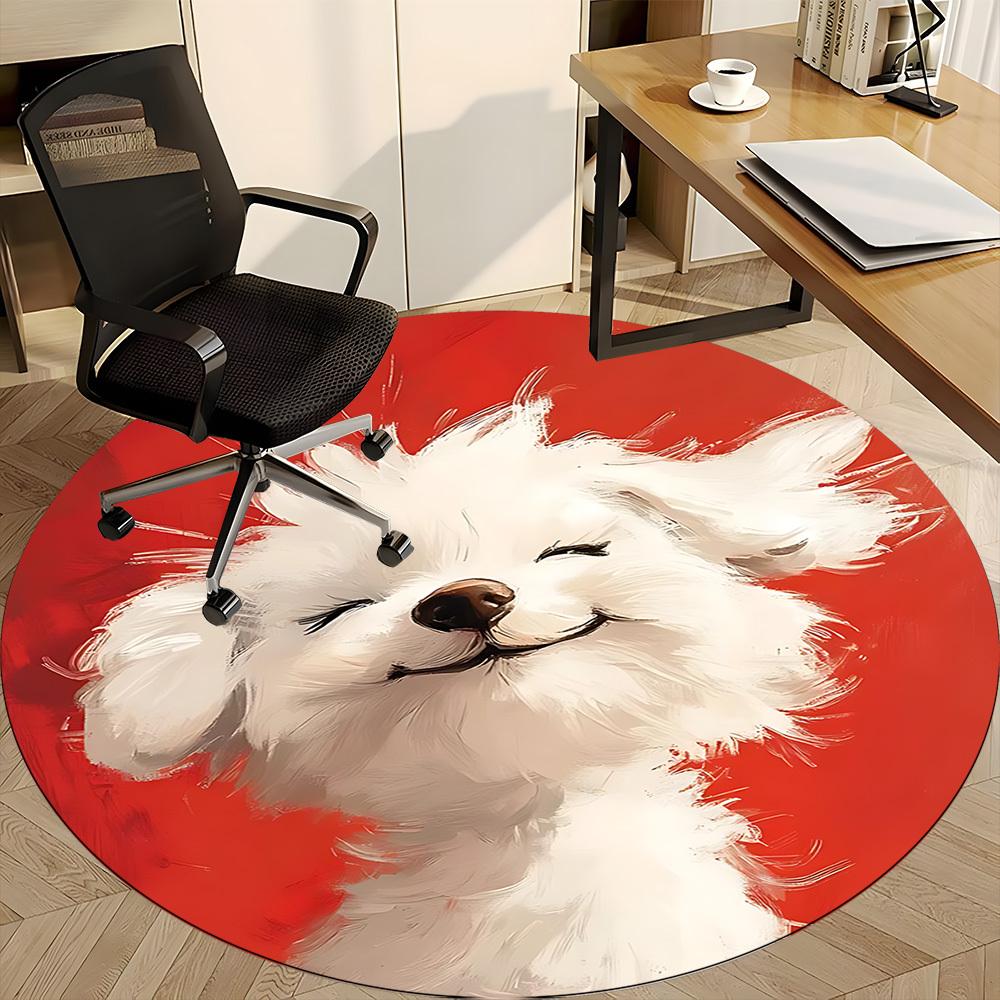 1PC Puppy Pet Office Round Area Rug,  Mat Suitable ForOffice, Under Office Chairs Bedroom Living Room Home Decor, Room Deco