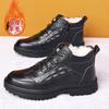 Crocodile Leather Men's Cotton Shoes Fleece Thickened Warm Cowhide Fluff Shoes Gaobang Non-slip and Deodorant Snow Boots Shoes